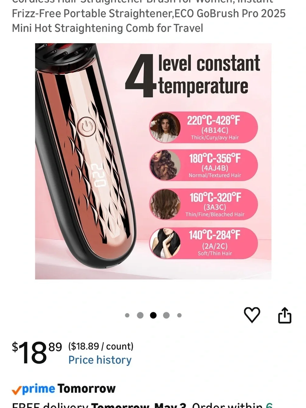 Cordless Hair Straightener Brush for Women, Instant Frizz-Free 045